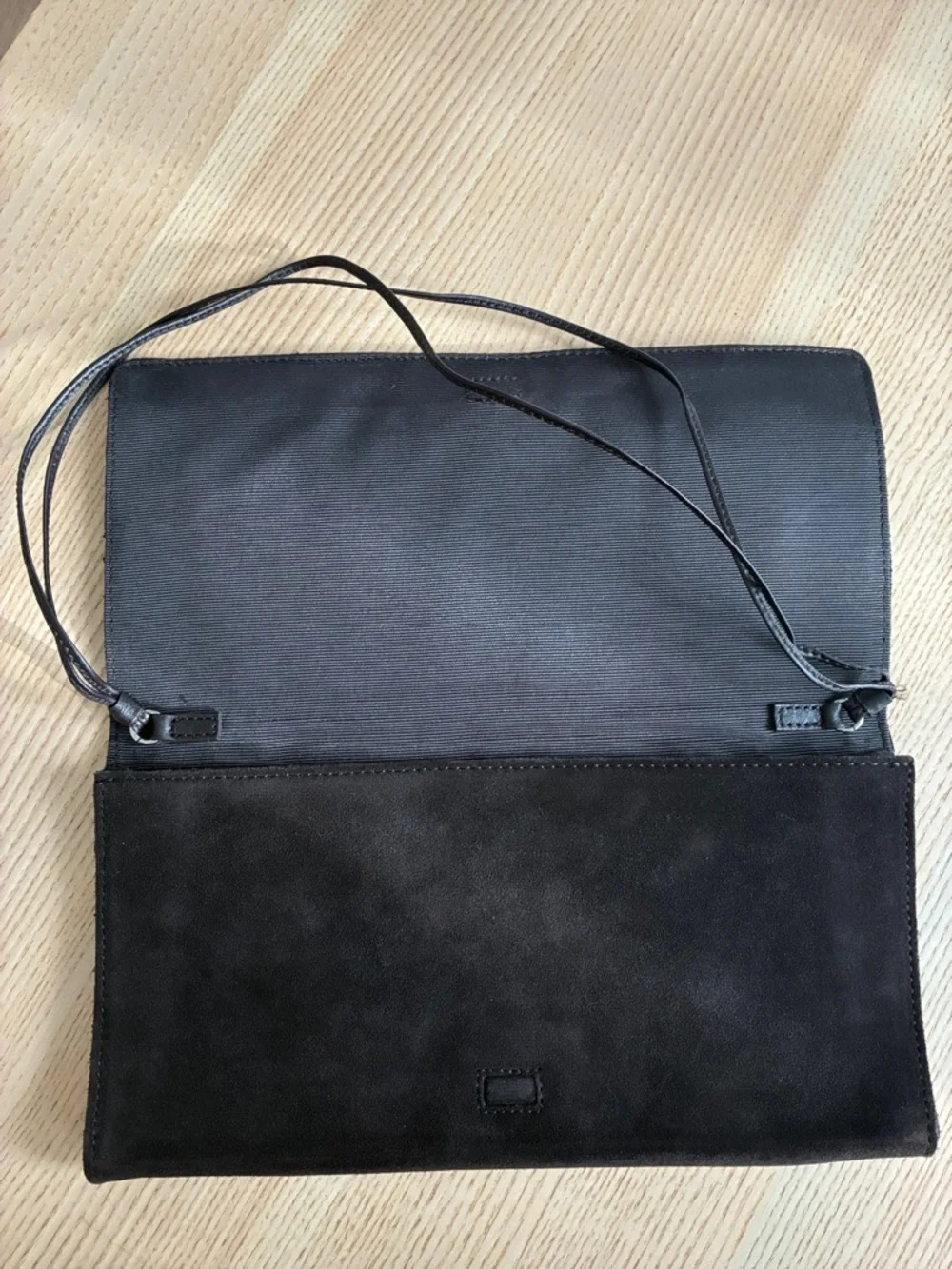 Brown Suede & Leather Clutch  Shoulder Bag